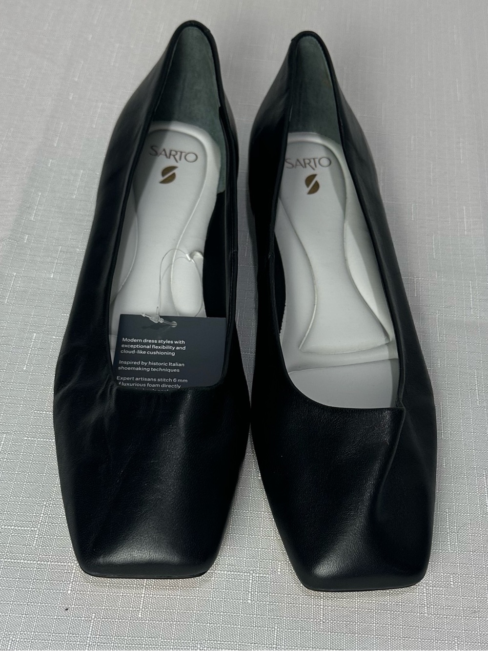 Franco Sarto Black Leather Flats Size 10